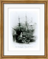 Framed Bellerophon at Plymouth Sound in 1815