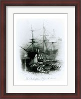 Framed Bellerophon at Plymouth Sound in 1815