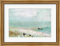 Framed Beach with figures and a jetty. c.1830