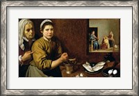 Framed Kitchen Scene with Christ in the House of Martha and Mary
