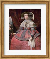 Framed Queen Maria Anna of Spain in a red dress