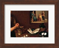 Framed Kitchen Scene with Christ in the House of Martha and Mary, Detail