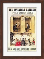 Framed Poster advertising a psychic performance by the Davenport Brothers, 1865