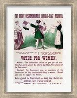 Framed Women's Suffrage Poster The Right Dishonourable Double-Face Asquith