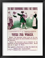 Framed Women's Suffrage Poster The Right Dishonourable Double-Face Asquith