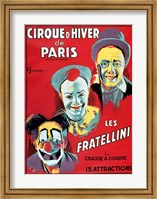 Framed Poster advertising the 'Cirque d'Hiver de Paris' featuring the Fratellini Clowns