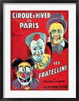 Framed Poster advertising the 'Cirque d'Hiver de Paris' featuring the Fratellini Clowns