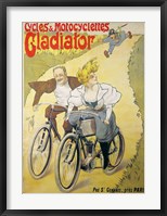Framed Poster advertising Gladiator bicycles and motorcycles