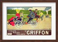 Framed Poster advertising 'Griffon Cycles, Motos & Tricars'