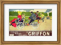 Framed Poster advertising 'Griffon Cycles, Motos & Tricars'