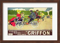 Framed Poster advertising 'Griffon Cycles, Motos & Tricars'