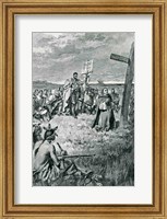 Framed Jacques Cartier Setting up a Cross at Gaspe