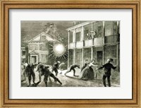 Framed Federals shelling the City of Charleston: Shell bursting in the streets in 1863