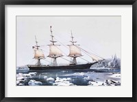Framed Clipper Ship Red Jacket in the ice off Cape Horn on her passage from Australia to Liverpool