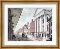Framed High street with the first Presbyterian Church, Philadelphia, 1799