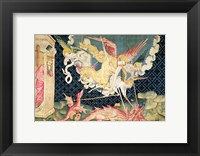 Framed St. Michael and his angels fighting the dragon