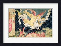 Framed St. Michael and his angels fighting the dragon
