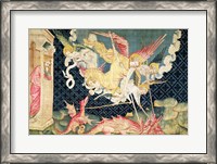 Framed St. Michael and his angels fighting the dragon