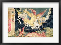 Framed St. Michael and his angels fighting the dragon