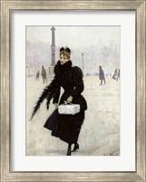 Framed Parisian woman in the Place de la Concorde