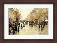 Framed Boulevard Poissonniere in the Rain