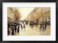 Boulevard Poissonniere in the Rain Framed Print