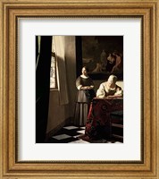 Framed Lady writing a letter with her Maid