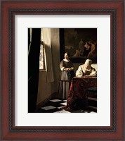 Framed Lady writing a letter with her Maid