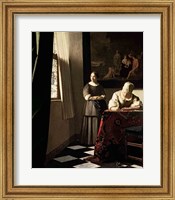 Framed Lady writing a letter with her Maid