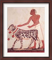 Framed Peasant leading a cow to sacrifice