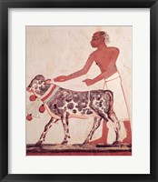 Framed Peasant leading a cow to sacrifice