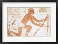 Framed Construction of a wall, detail of a man with a hoe, from the Tomb of Rekhmire