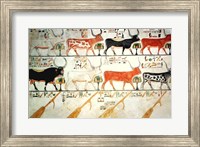 Framed seven celestial cows and the sacred bull and the four rudders of heaven