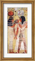Framed Goddess Hathor placing the magic collar on Seti