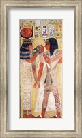 Framed Goddess Hathor placing the magic collar on Seti