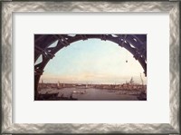 Framed London seen through an arch of Westminster Bridge