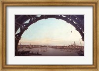 Framed London seen through an arch of Westminster Bridge