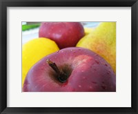 Framed Closeup of an Apple, Lemon and Pear