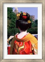 Framed Rear view of a geisha, Jidai Matsuri Festival, Tokyo, Japan
