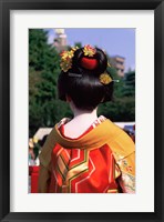 Framed Rear view of a geisha, Jidai Matsuri Festival, Tokyo, Japan