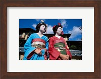Framed Two geishas, Kyoto, Honshu, Japan