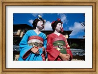 Framed Two geishas, Kyoto, Honshu, Japan