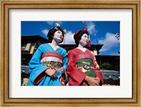 Framed Two geishas, Kyoto, Honshu, Japan