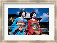 Framed Two geishas, Kyoto, Honshu, Japan