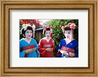 Framed Three geishas, Kyoto, Honshu, Japan