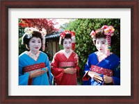 Framed Three geishas, Kyoto, Honshu, Japan