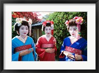 Framed Three geishas, Kyoto, Honshu, Japan
