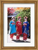 Framed Three geishas, Kyoto, Honshu, Japan (posed)