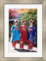 Framed Three geishas, Kyoto, Honshu, Japan (posed)