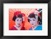 Framed Geishas with Umbrellas